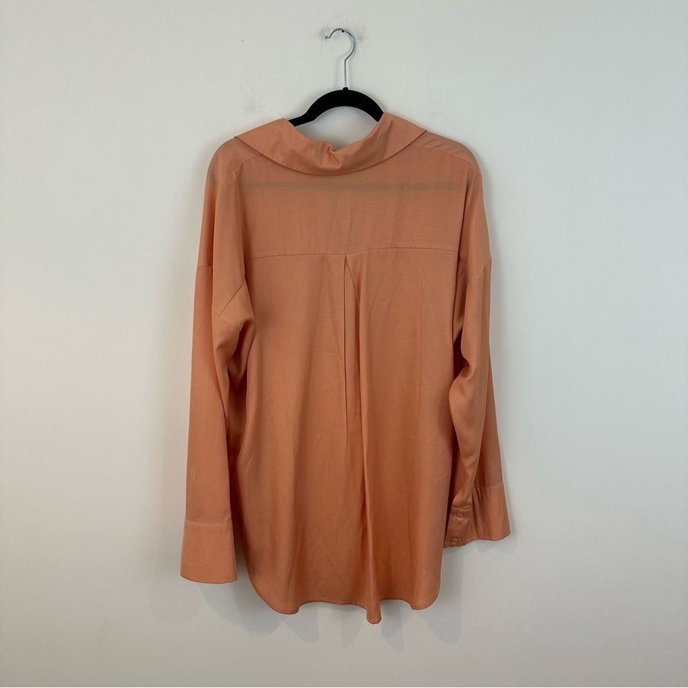 Princess Polly Peach Button-Up Satin Feel Women's Top Tunic Length Size 6 - Picture 5 of 5